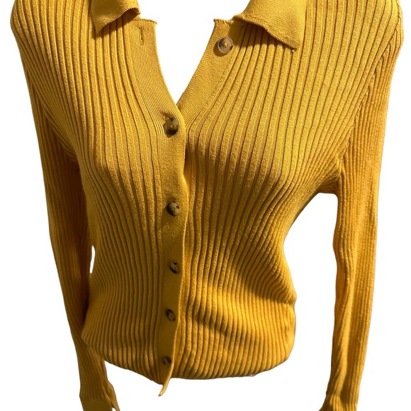 Abercrombie & Fitch Mustard Knit Cardigan med - Picture 2 of 4